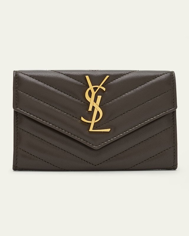 YSL Monogram Small Flap Wallet in Smooth Leather